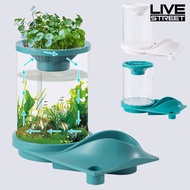 Livestreet High Transparency Waterfall Outlet Big Filter Desktop Fish Tank with Storage Holder Creative Ecological Landscape Small Aquarium Tank Fish Pond Supplies