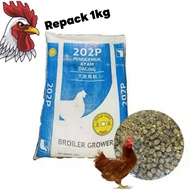 (REPACK 1KG) MAKANAN AYAM GOLD COIN 202P DEDAK PENGEMUK AYAM KASAR
