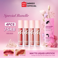 [BUNDLE  4 PCS] Miniso Minimalist Matte Liquid Lipstick Lip Cream Matte – Lipstik Cair Ringan Warna 