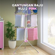 Jemuran Gantungan Baju - Jemuran Menara Lipat Stainless Jepitan Baju Pakaian 3 Susun