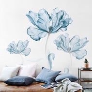 [Store Manager Recommended] Creative Nordic Blue Flower Wall Stickers Sofa Bedroom Warm Background W