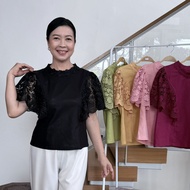 เสื้อลินินผู้ใหญ่แต่งลูกไม้ อก 38" 40" 42" 44" 46" อินกะออย In Ka Oil สีบานเย็น/โอรส/มิ้น/เขียว/เบจ/