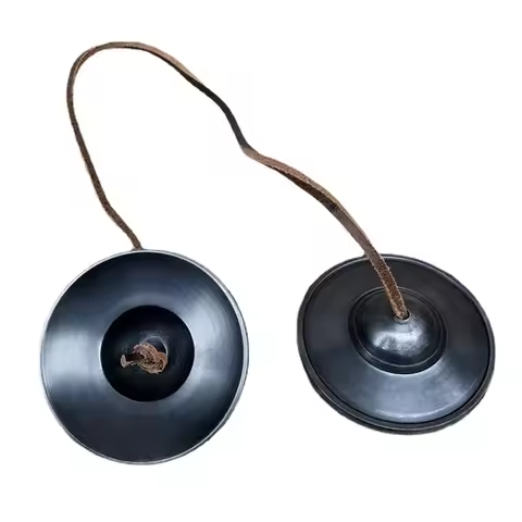 7.8cm Black Tinkle Bells Black Brass Meditation Cymbals Large Tingsha Bell with Bag Portable Tibetan