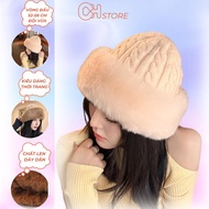 Fashionable women's wool hat with thick material to keep warm in winter, head circumference 52-58cm