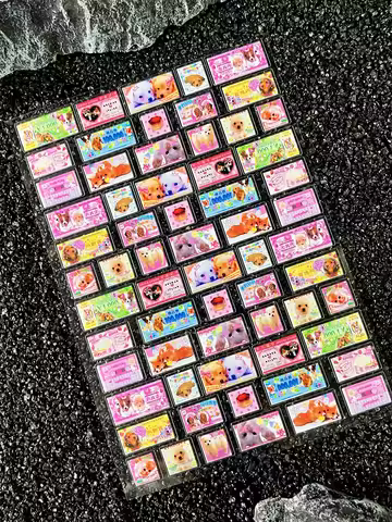 Kawai Pink Animals Cute Cat Y2K Press On Nails Stickers Diy Waterproof Durable Scrapbook Transfer Sl