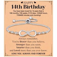 UNGENT THEM Infinity CZ Cross Bracelet, 10th 11th 12th 13th 14th 16th 18th Birthday Gift 5th 8th Gra
