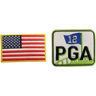 Bayyon US Flag PGA Embroidered Patch Iron on Logo Vest Jacket Cap Hoodie Backpack Patch Iron On/sew 