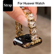 Ladies Fashion Colorful Square Diamond Metal Elastic Bracelet Strap Suitable for Huawei watch 4Pro H