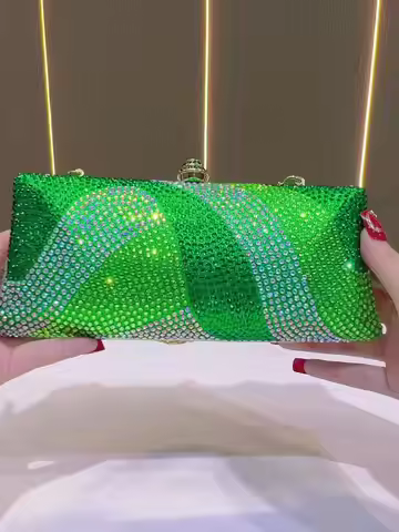 New Women's Sparkling Luxury Full Diamond Bag Wedding Bridesmaid Bag Party Bag Water Diamond Sparkli