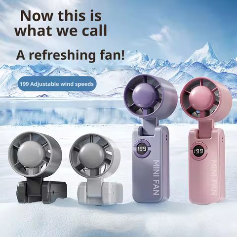 2026 New Portable Handheld Fan199 High-speed Powerful Adjustable Turbo USB RechargeableFans LED Disp