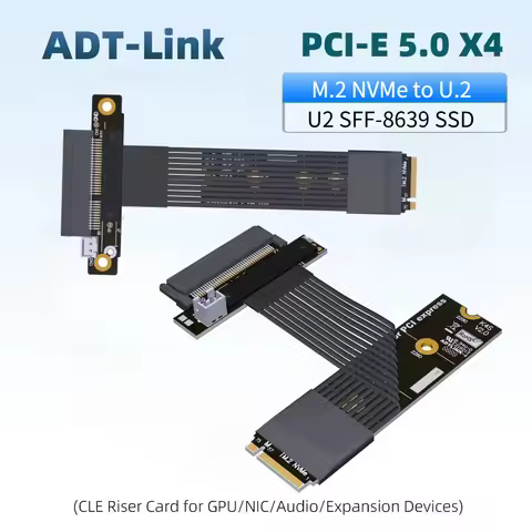 ADT-Link M.2 NVMe to U.2 SFF-8639 SSD Riser Cable PCIe 5.0 x4 Gen 5 U.2 NVMe SSD Cards to M.2 NVMe S