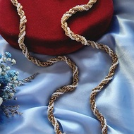美國西洋古董飾品 / 金繩麻花珍珠螺旋項鍊/復古珠寶首飾
