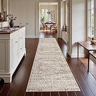 Lahome Runner Rug for Hallway 2.5x10, Washable Kitchen Runner Rugs Ultra-Thin Non Slip, Neutral Boho