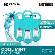 [Bundle of 4] Listerine PocketMist Cool Mint 7.7ml, Kills 99.9% Bad-Breath Germs For On-The-Go Freshness