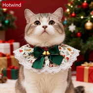 HOTWIND Christmas Series Pet Cat and Dog Drool Bib Lace Saliva Towel Adjustabl Pet Neck Accessory Co