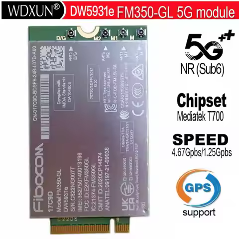 Fibocom FM350-GL DW5931e DW5931e-eSIM 5G M.2 Module for Dell Latitude 5531 9330 3571 Laptop 4x4 MIMO