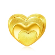 CHOW TAI FOOK 999 Pure Gold Pendant Double Heart R14270