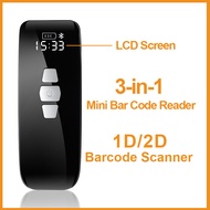 Evnvn 1D ไร้สาย2.4G 2D Barcode Scanner  เครื่องสแกนบาร์โค้ด3-In-1เครื่องอ่านโค้ดมินิบาร์กับเวลาหน้าจอ LCD ผ่านทางบลูทูธและ USB สายการเชื่อมต่อเข้ากันได้สำหรับ Windows/Android/ios