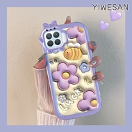 YIWESAN Casing Ponsel untuk OPPO A93 2020 F17 Pro Reno 4F Reno 4 Lite Reno 4 5G Case 3D bunga Monste