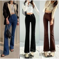Women Korean Fashion Retro High Waist Flare Jeans For Women Y2K Stretch Slim-Fit Flare Pants