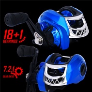 FRRTC Fishing Reel Blue Reel 10KG Max Drag Baitcasting Reel 7.2:1 Gear Ratio Magnetic Brake Jigging 