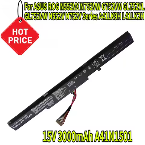 15V 3000mAh A41N1501 Laptop Battery for ASUS ROG N552VX N752VW G752VW GL752VL GL752VW N552V N752V Se