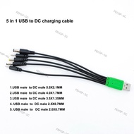 5 in 1 20cm USB male to 5 way DC 5.5x2.1mm 4.0x1.7 3.5x1.35mm 2.5x0.7mm 2.0x0.7mm DC male power char
