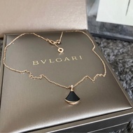 BVLGARI寶格麗 黑瑪瑙diva扇子 18k玫瑰金 項鍊