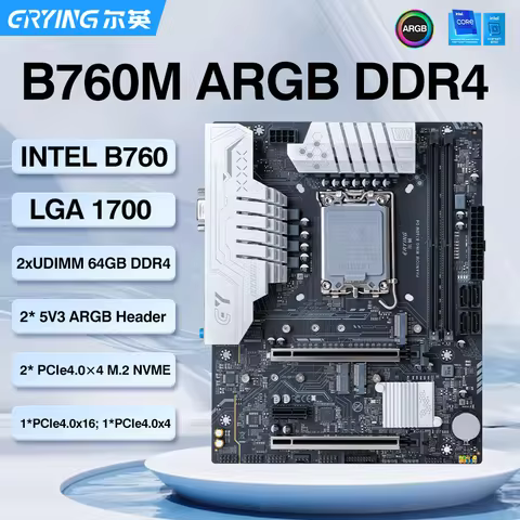 ERYING B760M M-ATX DDR4 Motherboard B760 Support 12 13 14th Gen(Intel LGA 1700 CPU 13490F/12490F/126