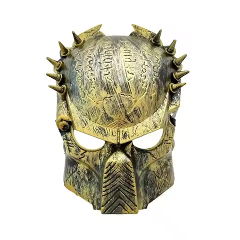 Alien Hunter Mask Predator Mask Lone Wolf Mask Rivet Snap Iron Mask Predator Cosplay Masque Gold Ali
