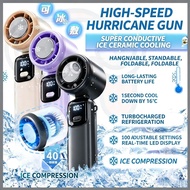 【Summer essential】Handheld ice-cooling fan, semiconductor cooling fan Folding vortex fan 100-level a