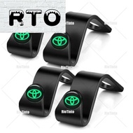 RioTinto 4Pcs  Car Luminous Multifunctional Hooks Auto Logo Hidden Seat Rear Hooks Headrest Hanger Organizer Holder Decoration Accessories for Toyota Vios Crown Hilux Passo Altis