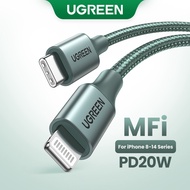 UGREEN MFi USB C to Lightning iPhone Charger Cable 1M GREEN PD20W Fast Type C Charging Data Cable co
