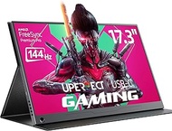UPERFECT Portable Monitor, 17.3" 144Hz Portable Gaming Monitor AMD FreeSync FHD 1080P HDR IPS Laptop Computer Monitor w/VESA &amp; Case USB C External Screen for Esports Switch PS5 Steam-Deck