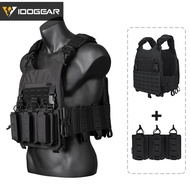IDOGEAR LSR Tactical Vest with 556 9mm Triple Mag Pouch Quick Release Buckle Laser Cut Plate Carrier