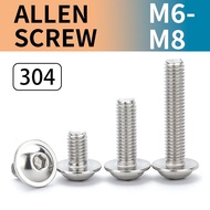 [304] Stainless Steel Round Head with Washer Hexagon Socket Screw Semicircle Head with Washer Screw 