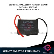 ORIGINAL 6uF 450VAC RAYDEN JAPAN CBB61 – FAN CAPACITOR 6uF 450V 6 UF 450VOLT 450 VOLT 450V.AC 450 VA