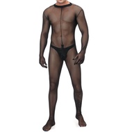 Men's Sexy Lingerie See Through Pantyhose Tights Full Body Stocking Bodysuit Men's Sexy Underwear Mesh Bodysuit