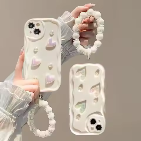 Pearl Chain Wavy Phone Case For Xiaomi Redmi Note 13 Pro 5G 12 4G 8 11 10 9 12 Pro Plus 12S 14C 13C 