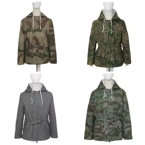 MEN'S GERMAN CLASSIC WW2 ARMY Elite Camo camouflage Winter Reversible Parka Military Uniform War Ree