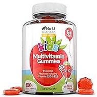 Multivitamin for Kids (5+) - 120 Vegan Gummies - 4 Month Supply - Tasty Strawberry Flavour - Kids Vitamins Including C, D &amp; B12 - Made in The UK by Nu U Nutrition