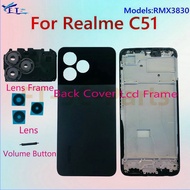 Lcd Frame For OPPO Realme C51 Battery Back cover Housing middle frame with Lens Frame Camera Replace