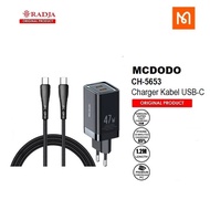 Mcdodo CH-5653 PD Charger Gan Dual USB-C 47W Super Fast Charging