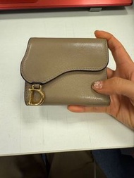 正貨8成新 二手 Dior Saddle Lotus 3摺銀包