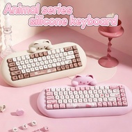 YUNZII C68 Pink 65% Hi-Fi Cute Cat Silicone Hot Swap NKRO  Ergonomic Wireless BT5.0/2.4G/Wired RGB M