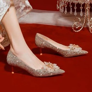 Lowheel wedding shoes bridal shoes female
