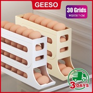 GEESO 30 Grids Egg Storage Organizer/ 3 Tier Egg Rack Tray/ Automatic Rolling Egg Holder/ Large Capa