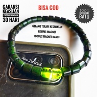 Gelang Batu Giok Hitam Black Jade Original Asli Aceh Bulat Full Tembus Size 8