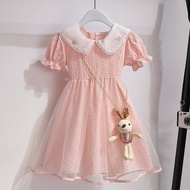 ALENA Dress For Kids Girls Bns Girl Skirt Girls Dress Short Sleeve Dress Girls Pink Doll Neck Plaid 