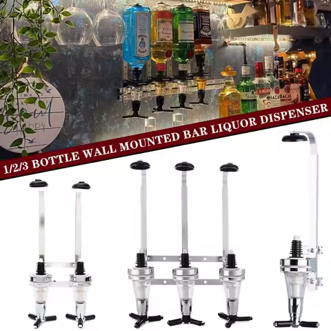 Wall-Mounted 1/2/3 Bottle Liquor Dispenser Cocktail Alcohol Drink Bottle Wine Rack 1-3 Shot Bar Beve